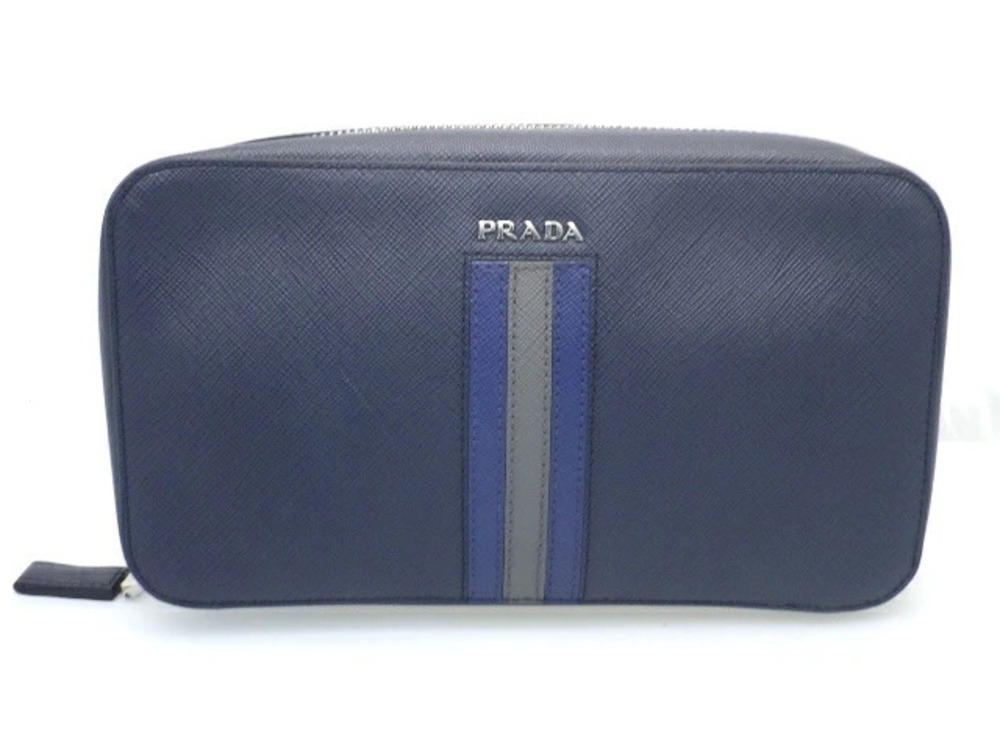 Prada bag Shoulder Pouch Clutch handle embossed leather